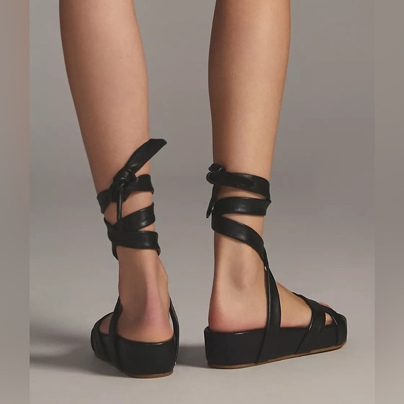 Beek Shoes Women’s 8 Parula Sandals Black Leather Tie Handmade in Mexico - Picture 4 of 10